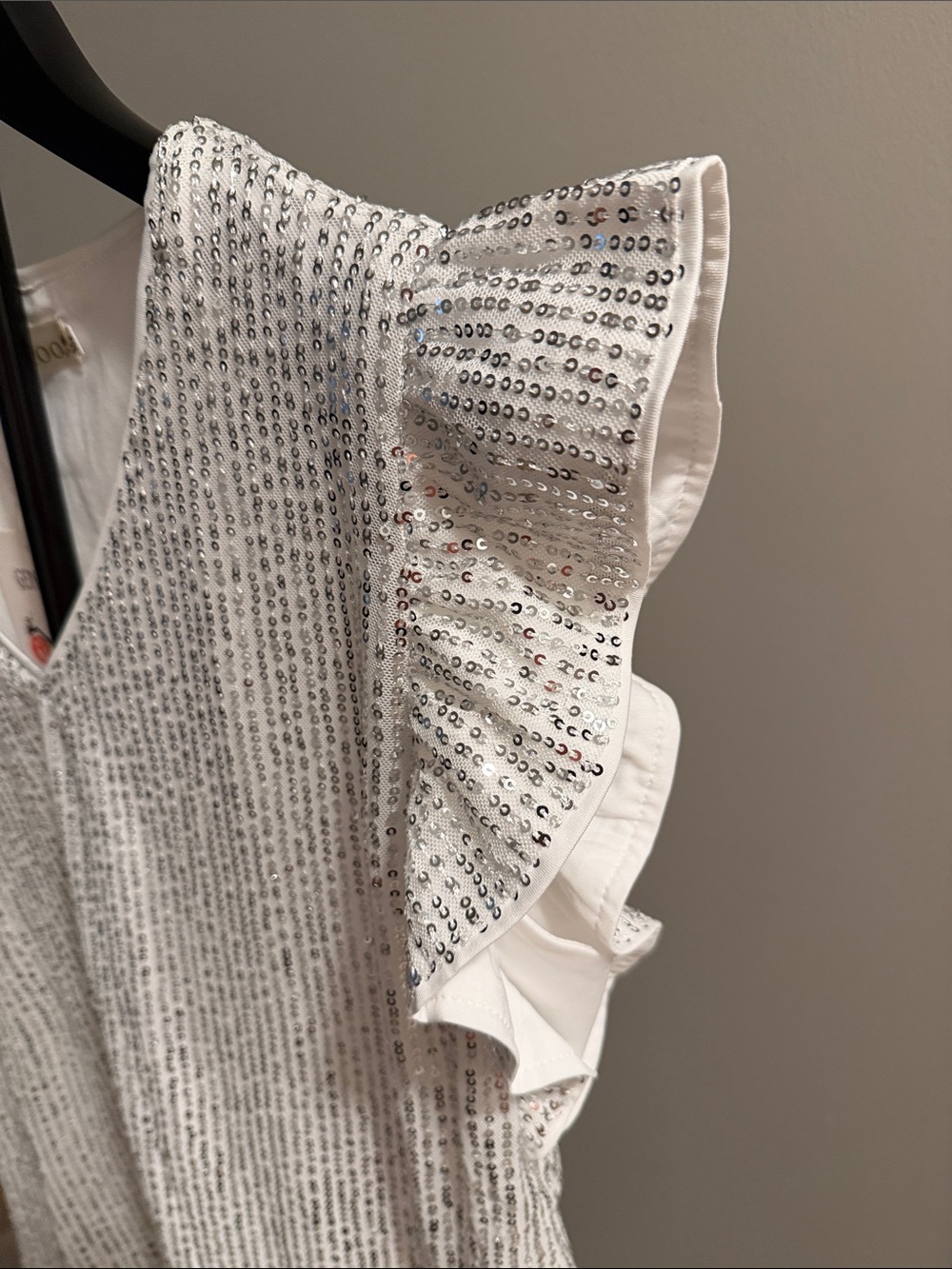 White Sequin Ruffle Sleeve Camisole - Picture 2 of 3